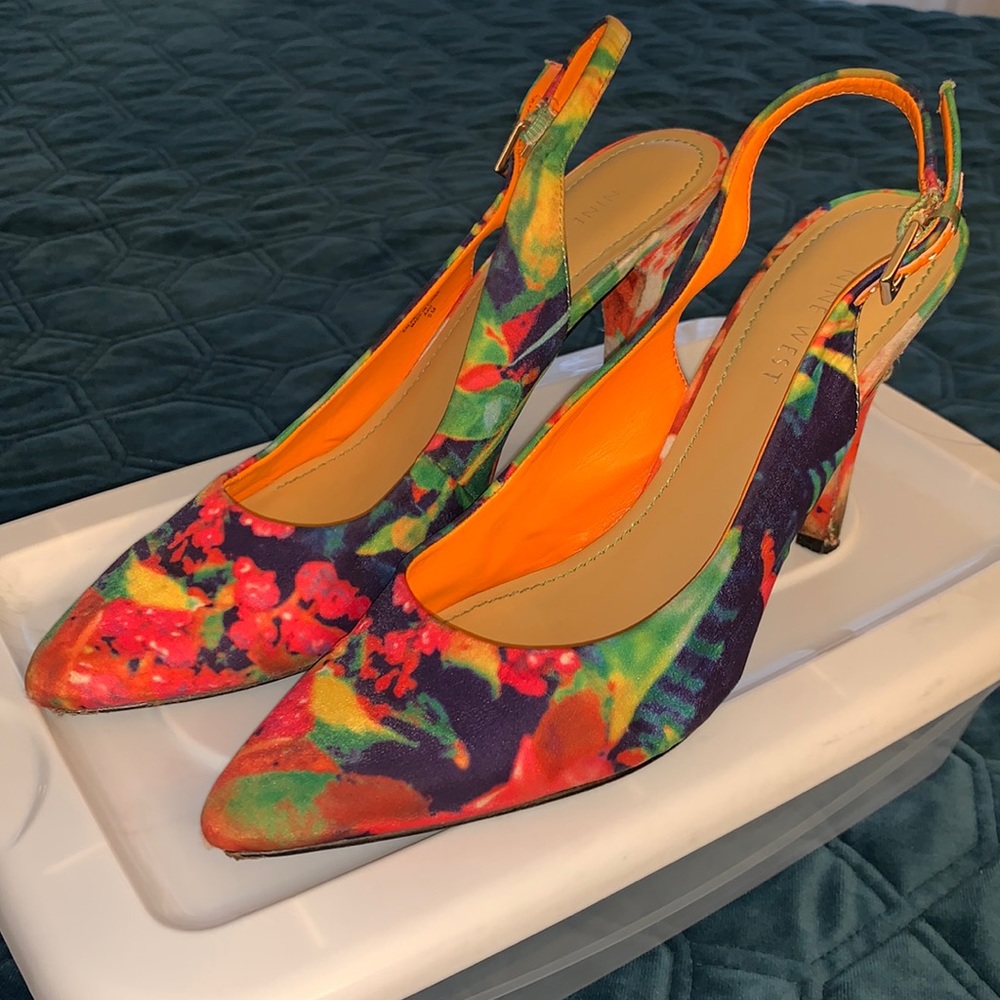 Nine West Colorful Floral Slingback Pumps